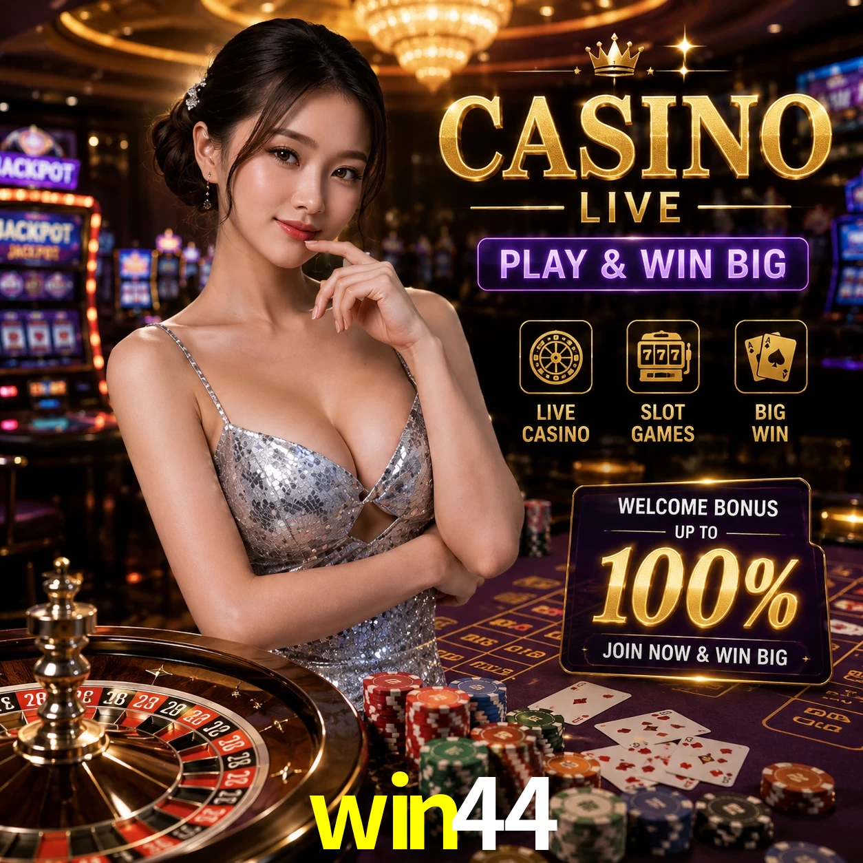 Aplicativo móvel win44 para iOS e Android